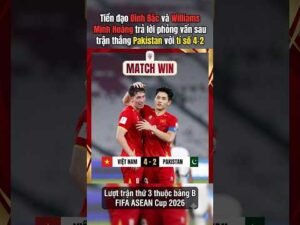 Tiền đạo Đình Bắc và Williams Minh Hoàng trả lời phỏng vấn sau trận thắng Pakistan với tỉ số 4-2.